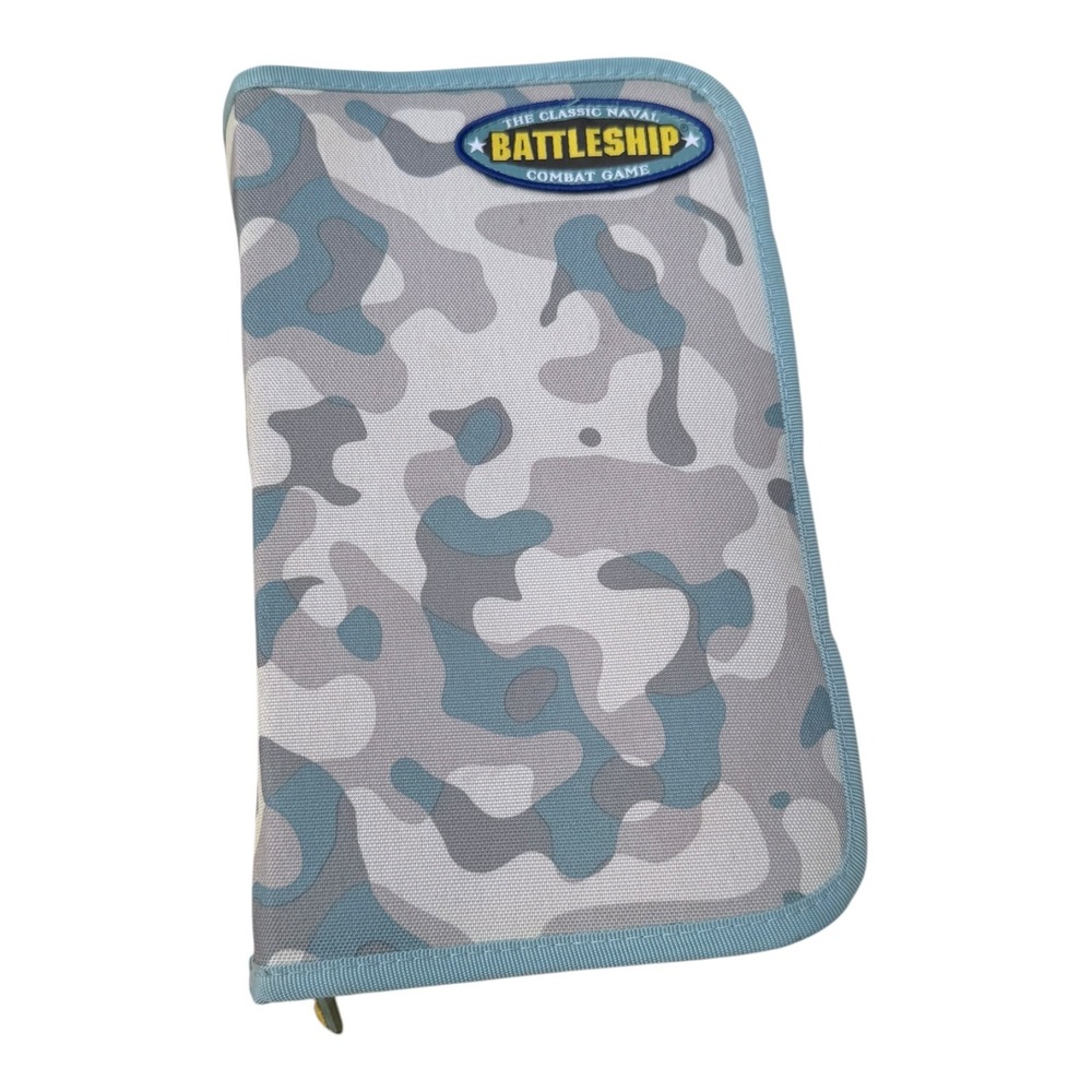 Battleship Fun on the Run Travel Game Blue Camo Zippered Case Portable Naval